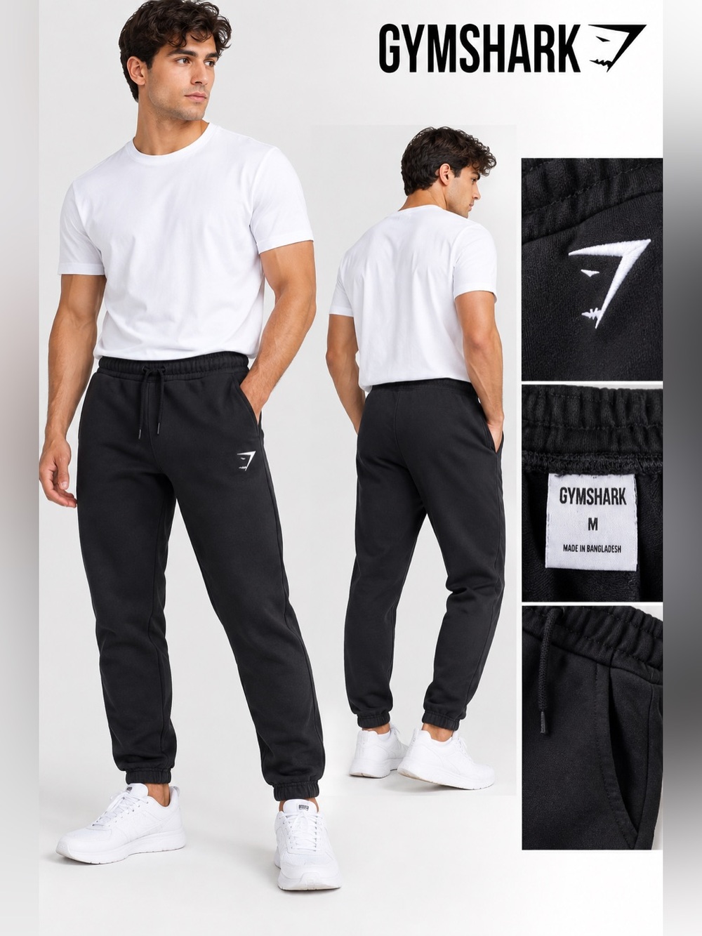 Gymshark Kids Black Drawstring Jogger Pants size M